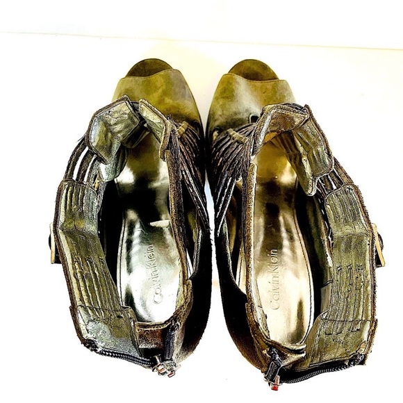 Calvin Klein Grey Suede Strappy Peep-Toe Stiletto - Picture 9 of 10